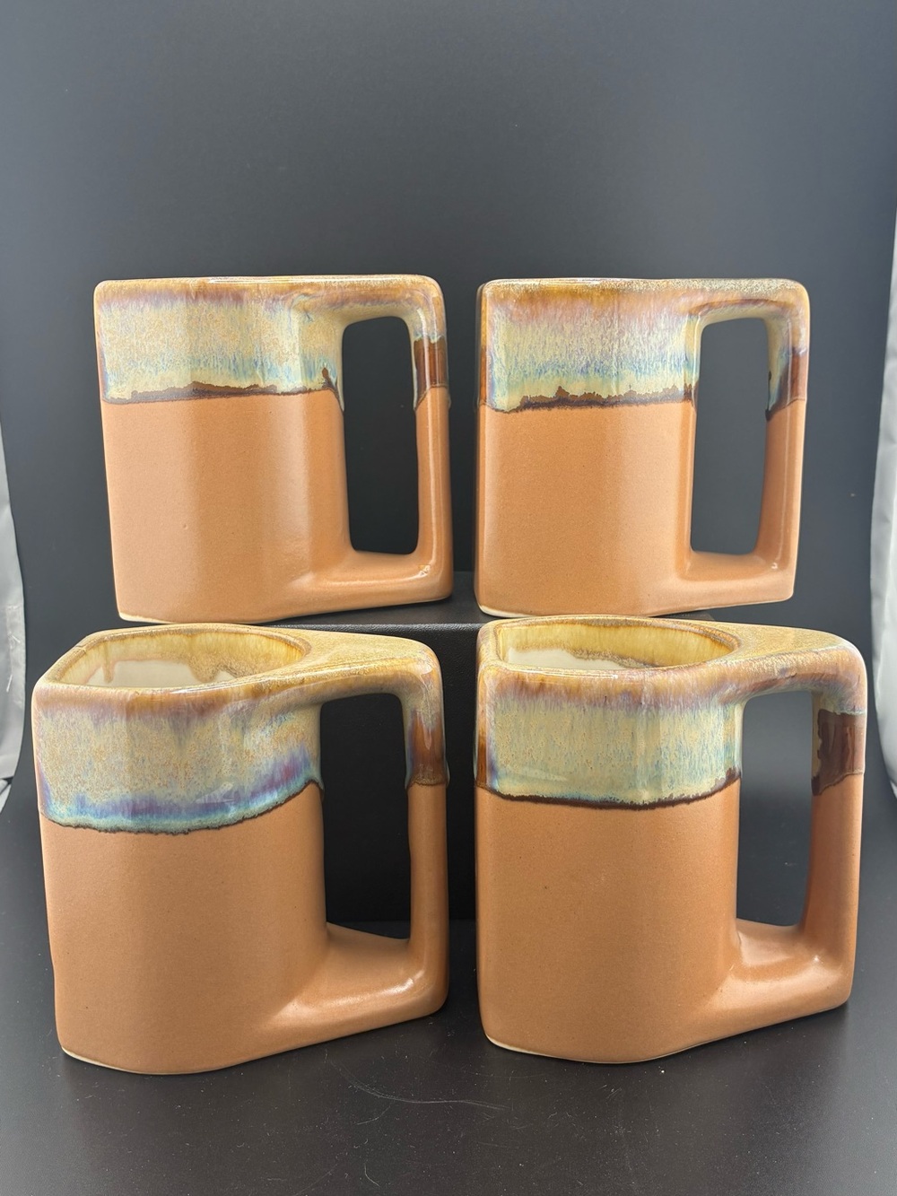Vintage signed‎ Rodolfo Padilla stoneware mugs set of 4
